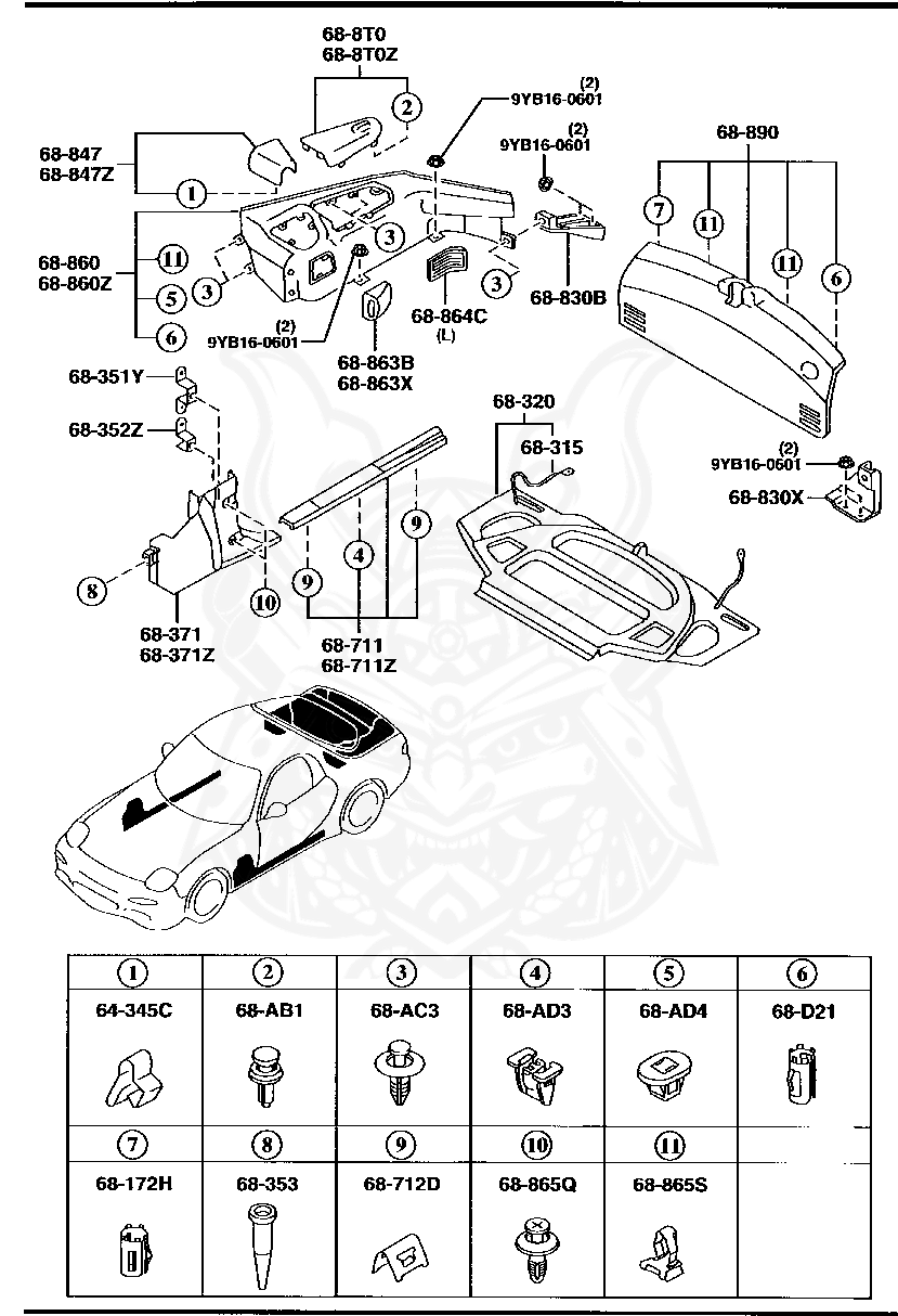 FD016889X 02 - Mazda - Trunk End Trim, Ff2 Ff7 - Nengun Performance