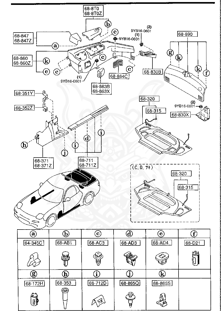 Fd016889x 02 Mazda Trunk End Trim Ff2 Ff7 Nengun Performance