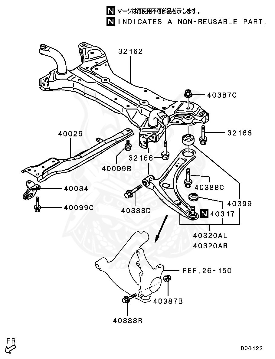 MU000671 - Mitsubishi - Bolt, Fr Axle Crossmember - Nengun Performance