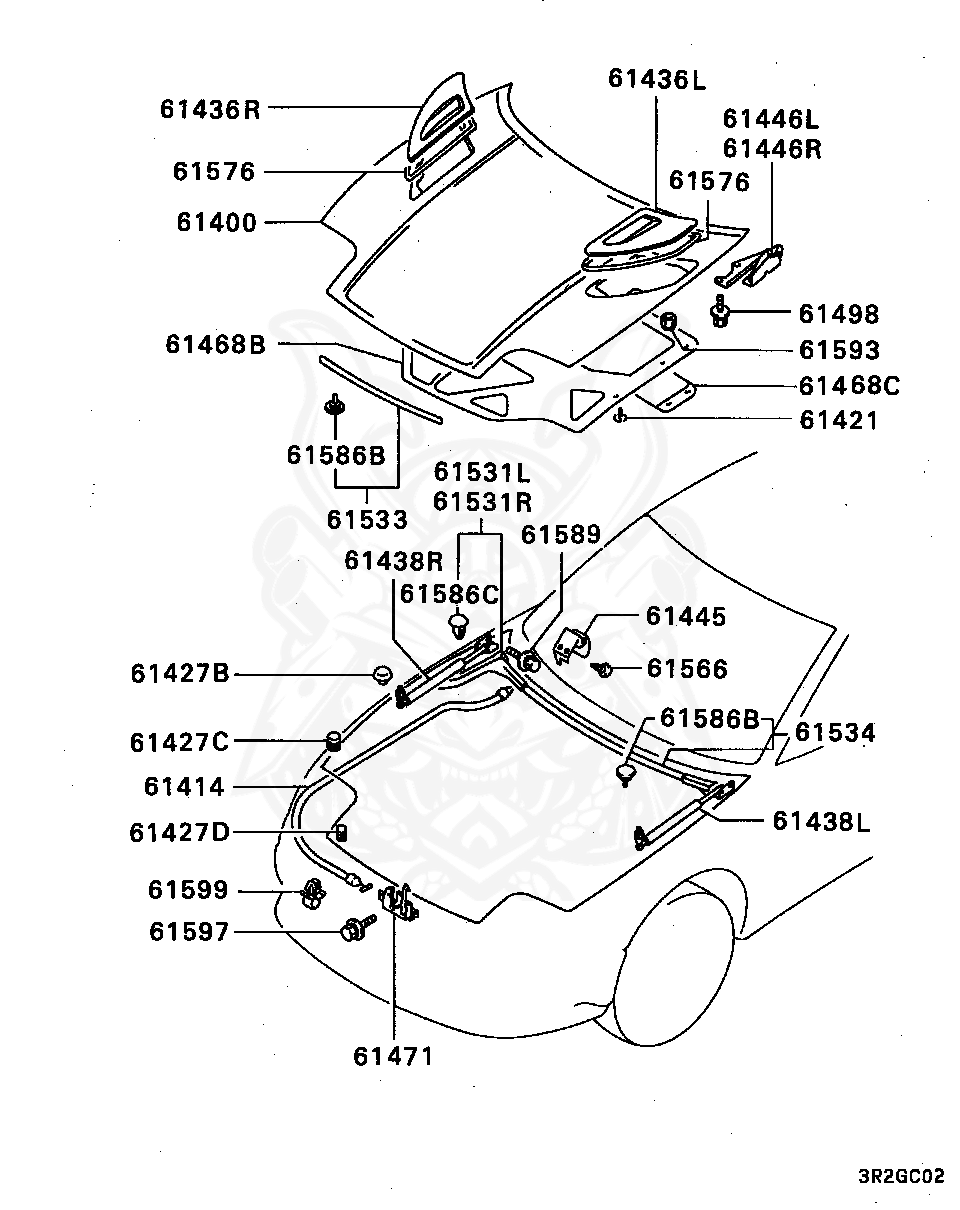 MR473471 - Mitsubishi - Damper, Hood - Nengun Performance