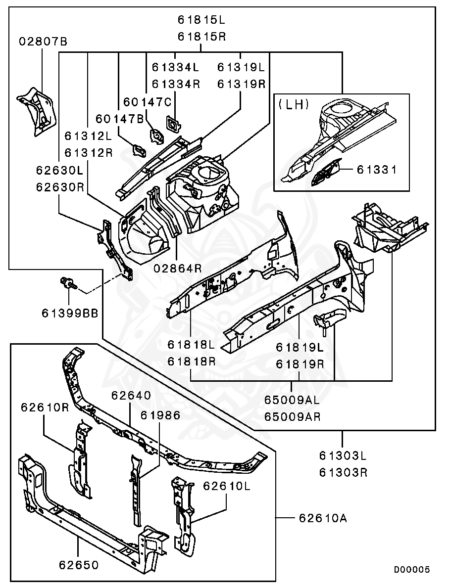MR592579 - Mitsubishi - Sidemember Assy, Fr Lh - Nengun Performance