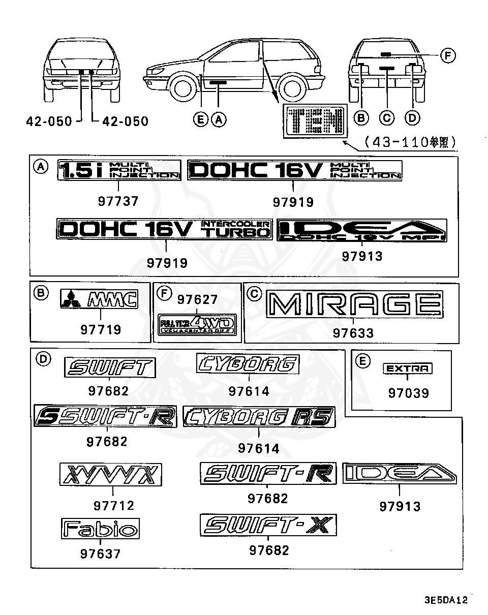 MB619872 - Mitsubishi - Decal, Full Time 4 Wd - Nengun Performance 