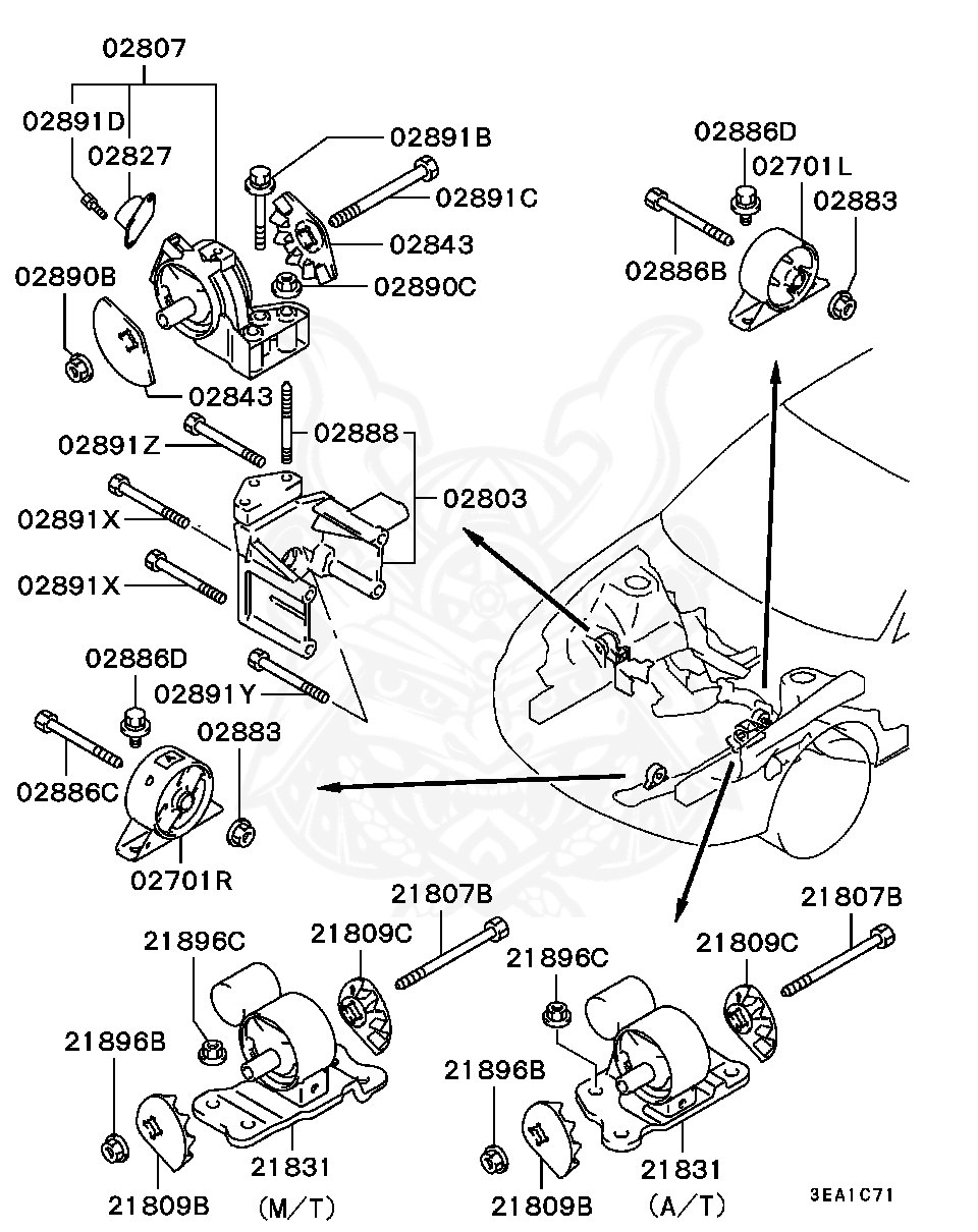 MR130554 - Mitsubishi - Bracket, T / M Mounting Body Side - Nengun