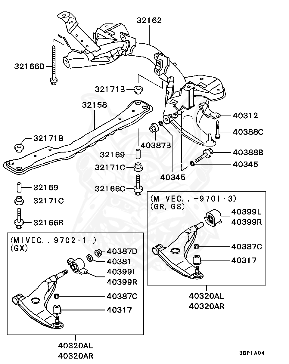 MB844446 - Mitsubishi - Bushing, Fr Axle Crossmember - Nengun 