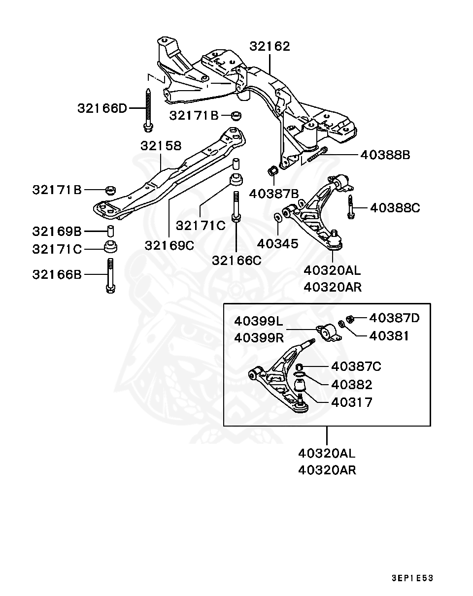 MB844446 - Mitsubishi - Bushing, Fr Axle Crossmember - Nengun 