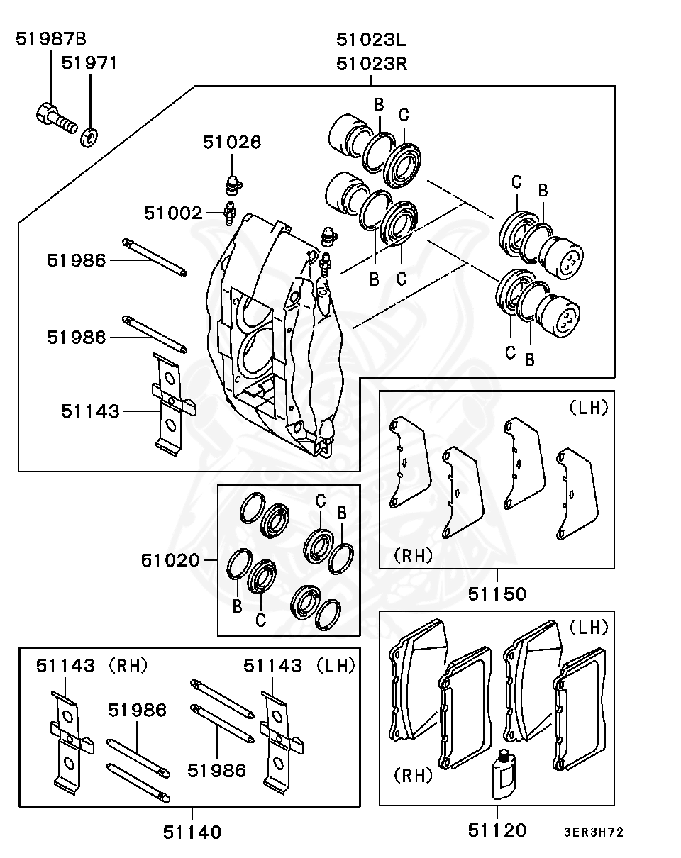 MR407373 - Mitsubishi - Clip Set, Fr Brake - Nengun Performance