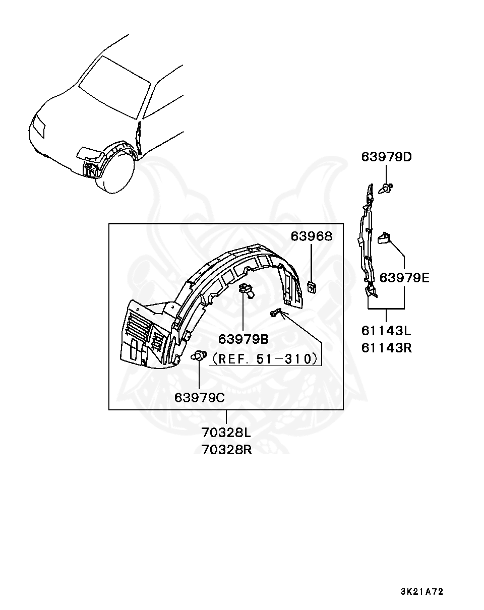 MR220501 - Mitsubishi - Clip, Eng Room Cover - Nengun Performance
