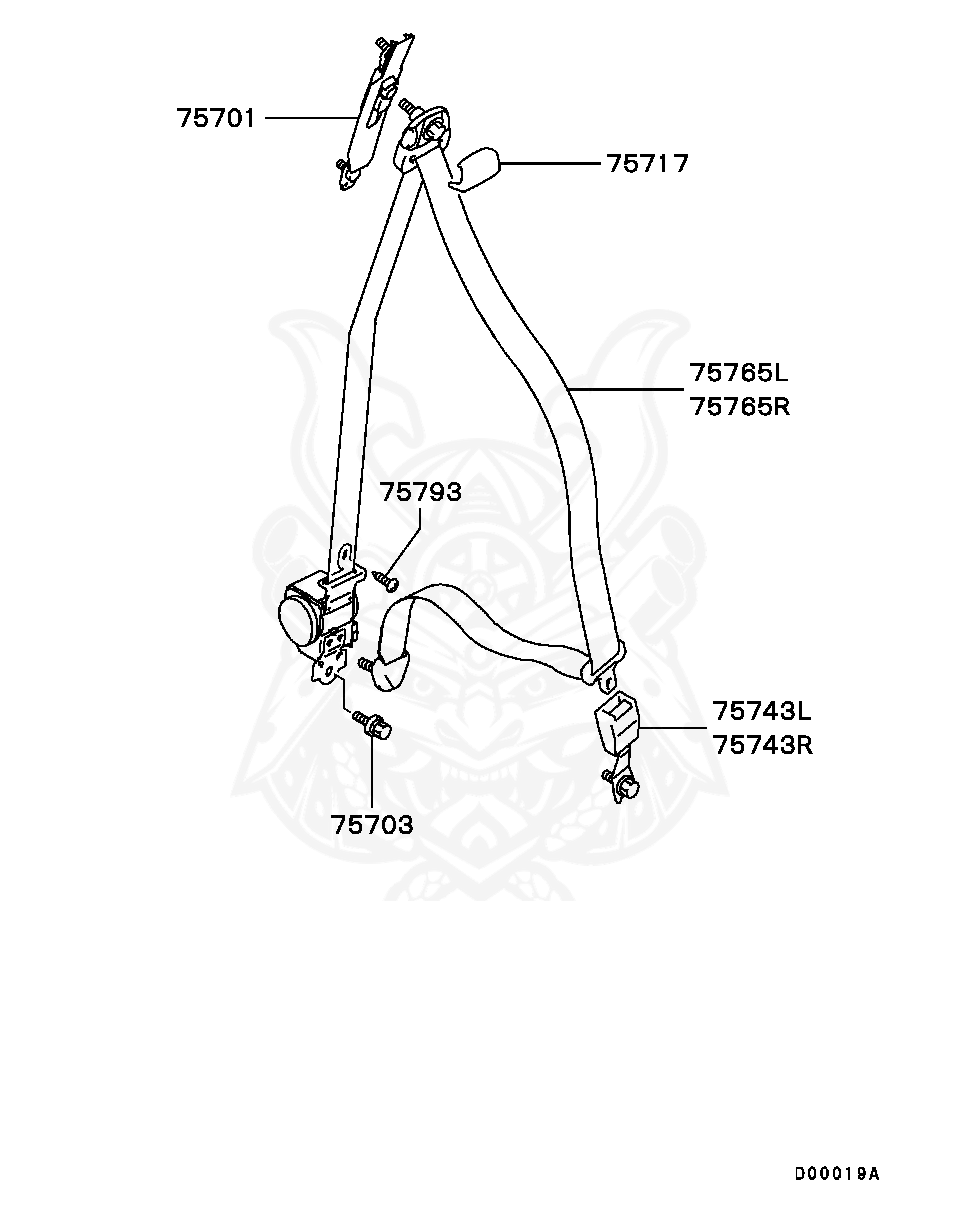 Mb268795 Mitsubishi Bolt Fr Seat Belt Nengun Performance 5309