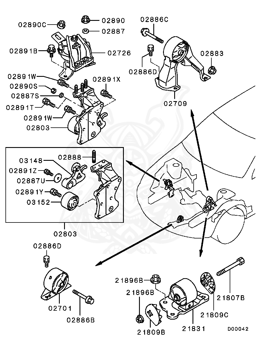 Mitsubishi - Nut, Eng Mounting