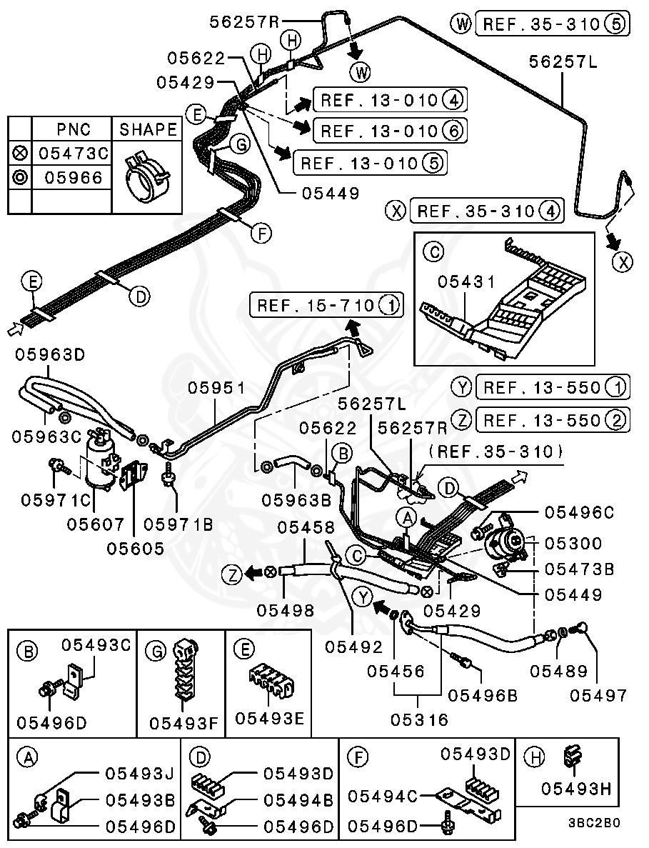 Mitsubishi - Clip, Fuel Vapor Control Line
