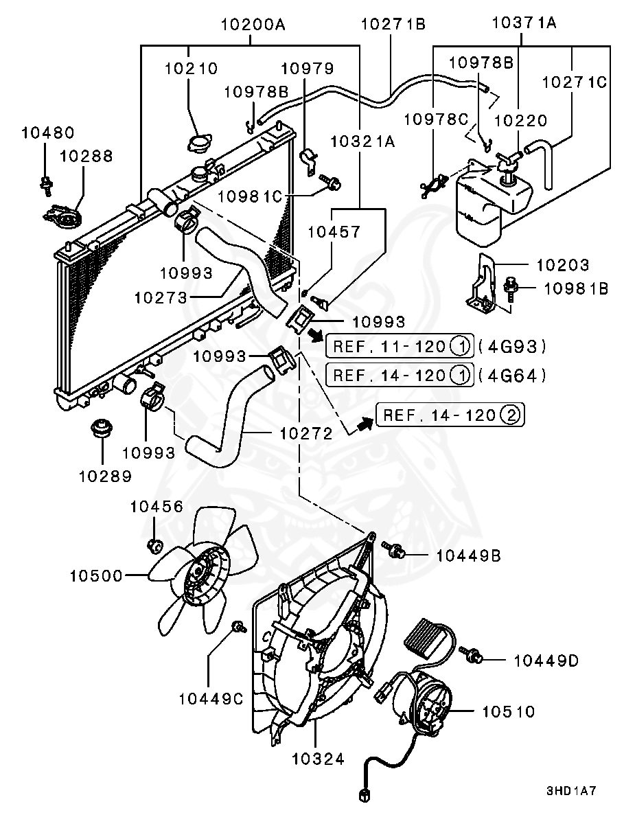 Mitsubishi - Clip, Radiator Condenser Tank