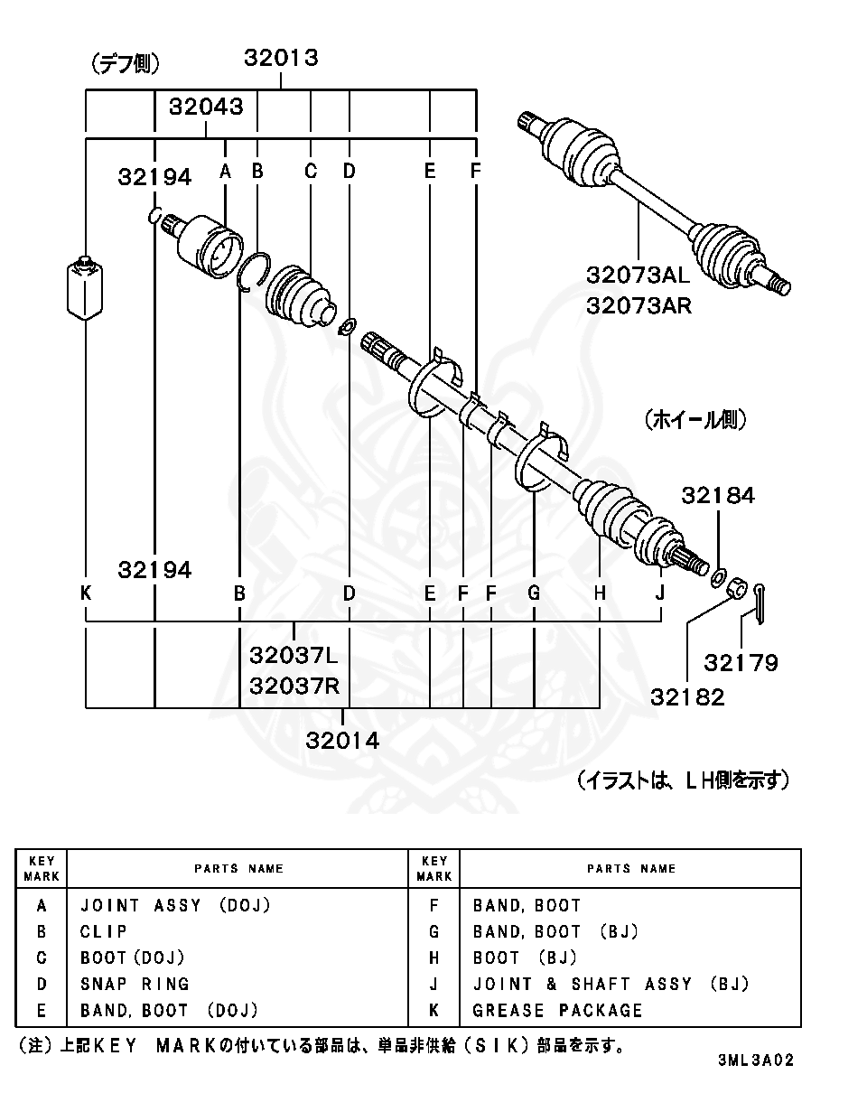 Mitsubishi OEM Front Axle Boot Repair Kits for Evo 7/8/9