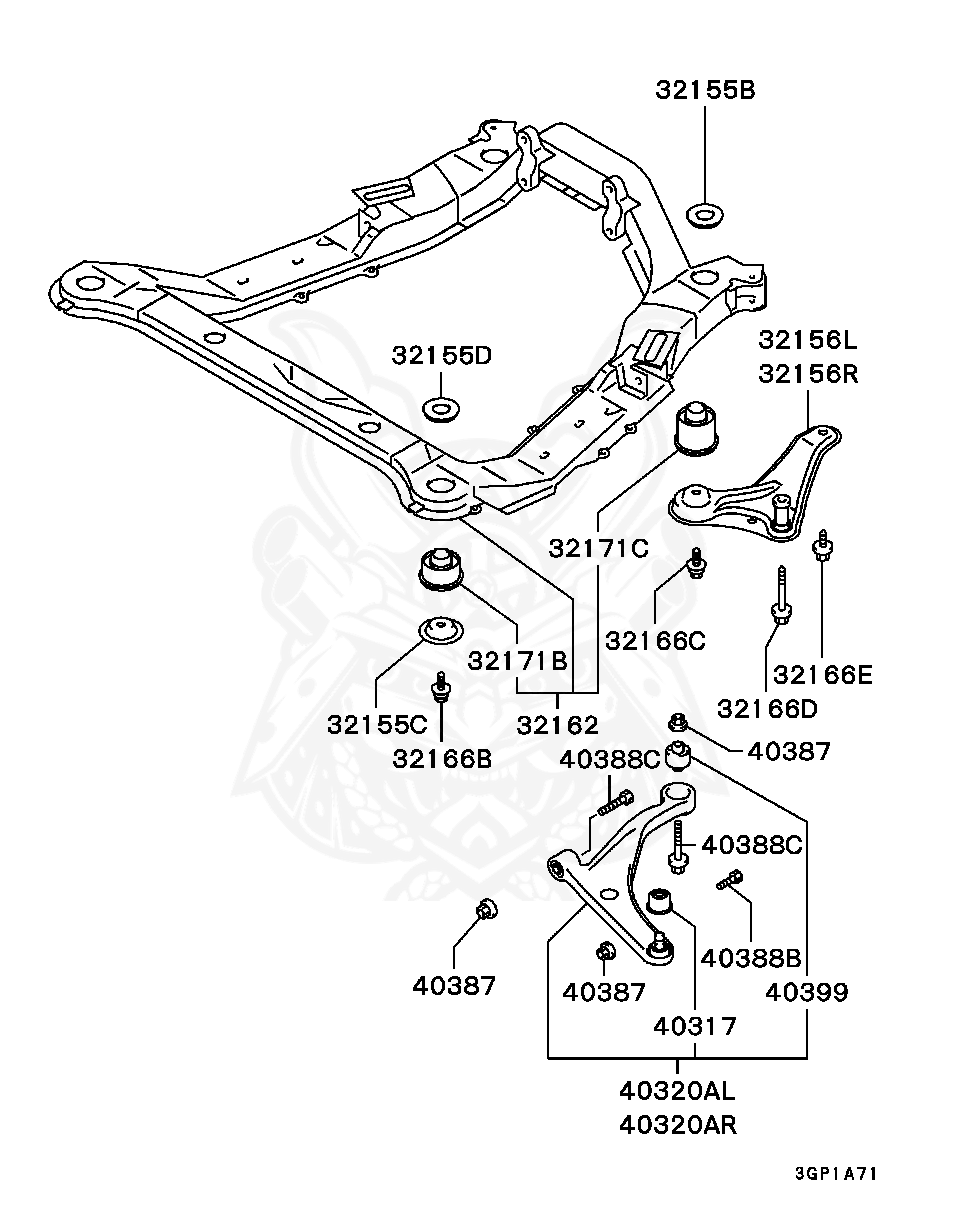 MR316298 - Mitsubishi - Stay, Fr Axle Crossmember, Rh - Nengun 