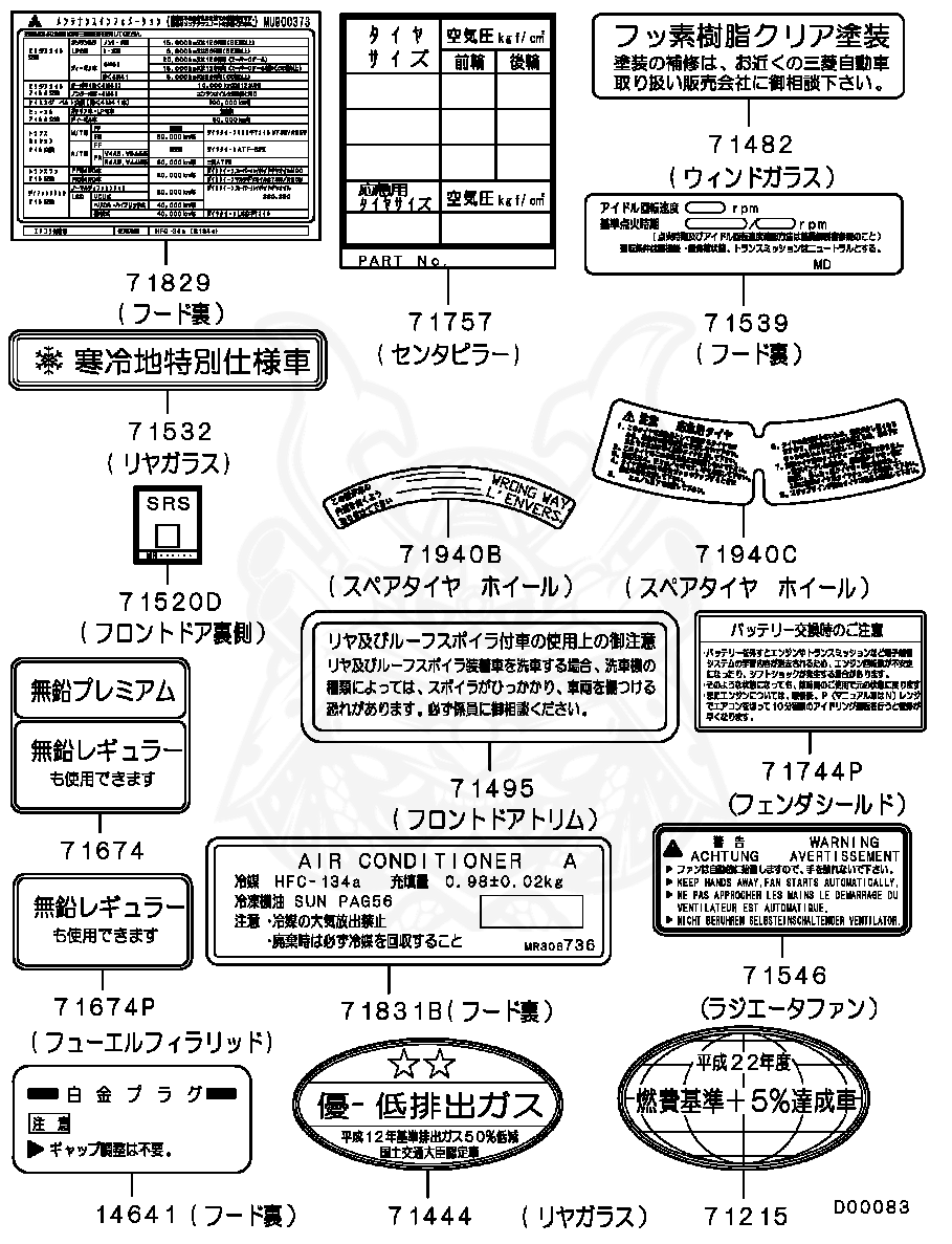 Mitsubishi - Label, Vehicle Maintenance Information