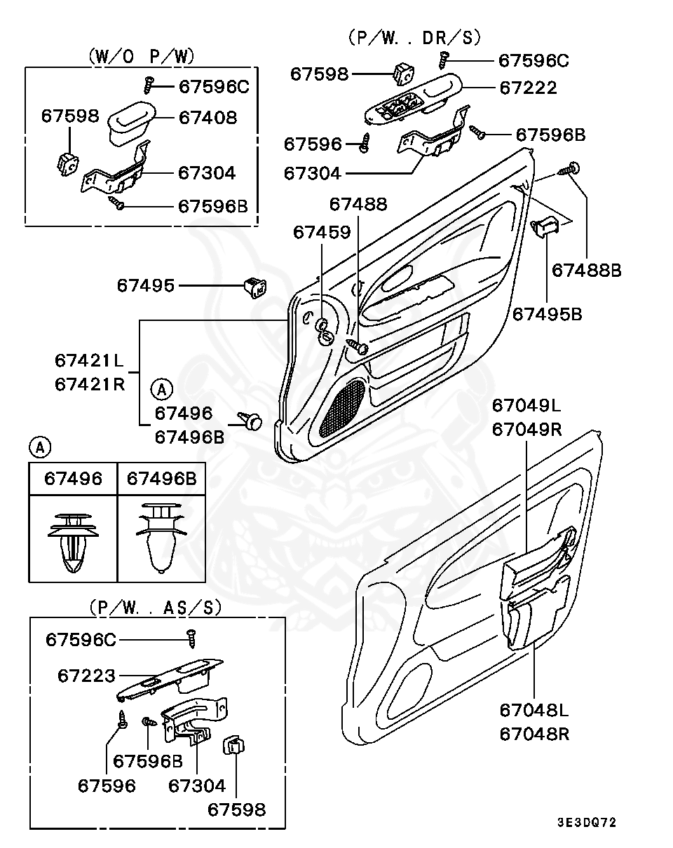 MR748434 - Mitsubishi - Panel, Fr Door Power Window Switch Driver