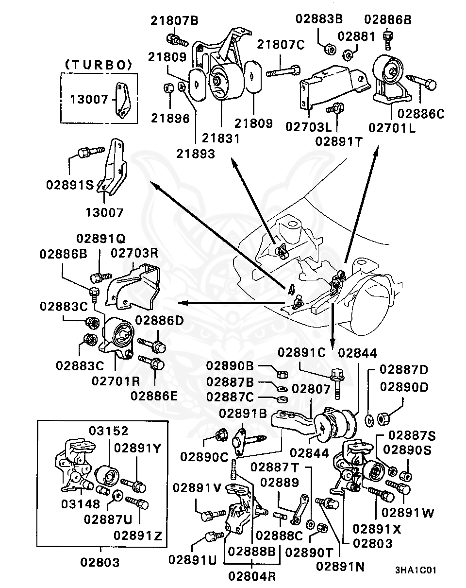 Mitsubishi - Bolt, Parking Brake Lever