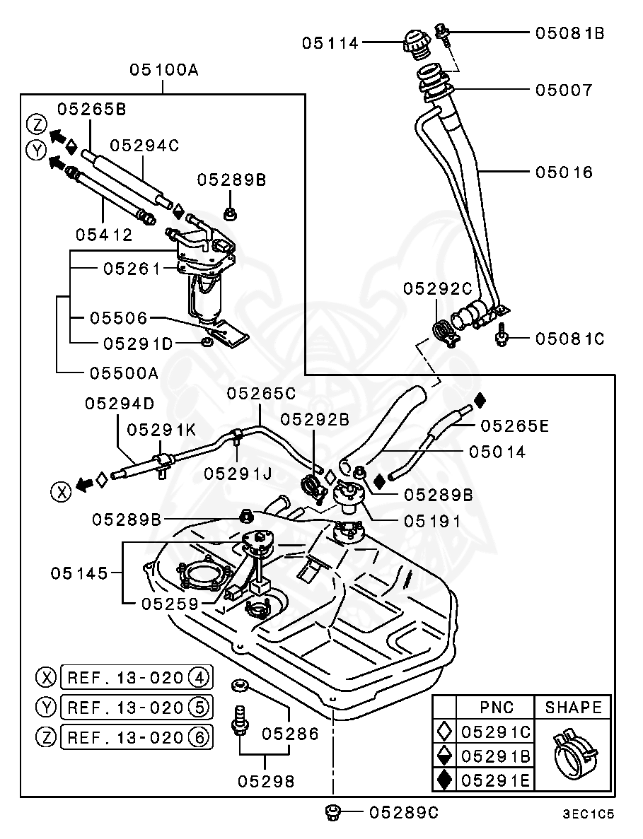 Mitsubishi - Clip, Fuel Tank