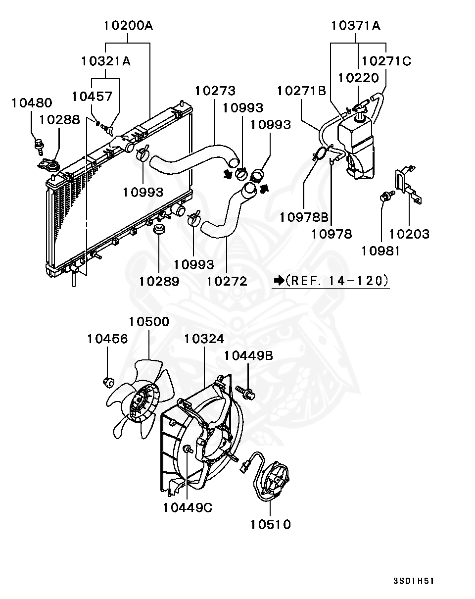 Mitsubishi - Clip, Radiator Piping