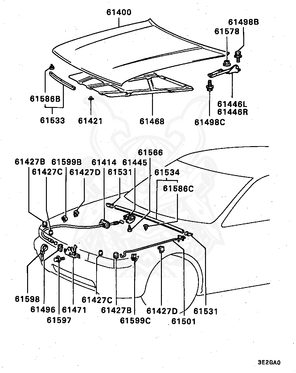 Mitsubishi - Weatherstrip, Hood Side