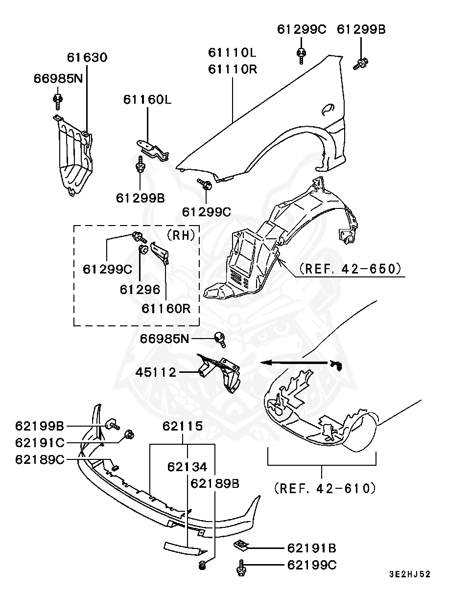 Mitsubishi - Nut, Headlamp