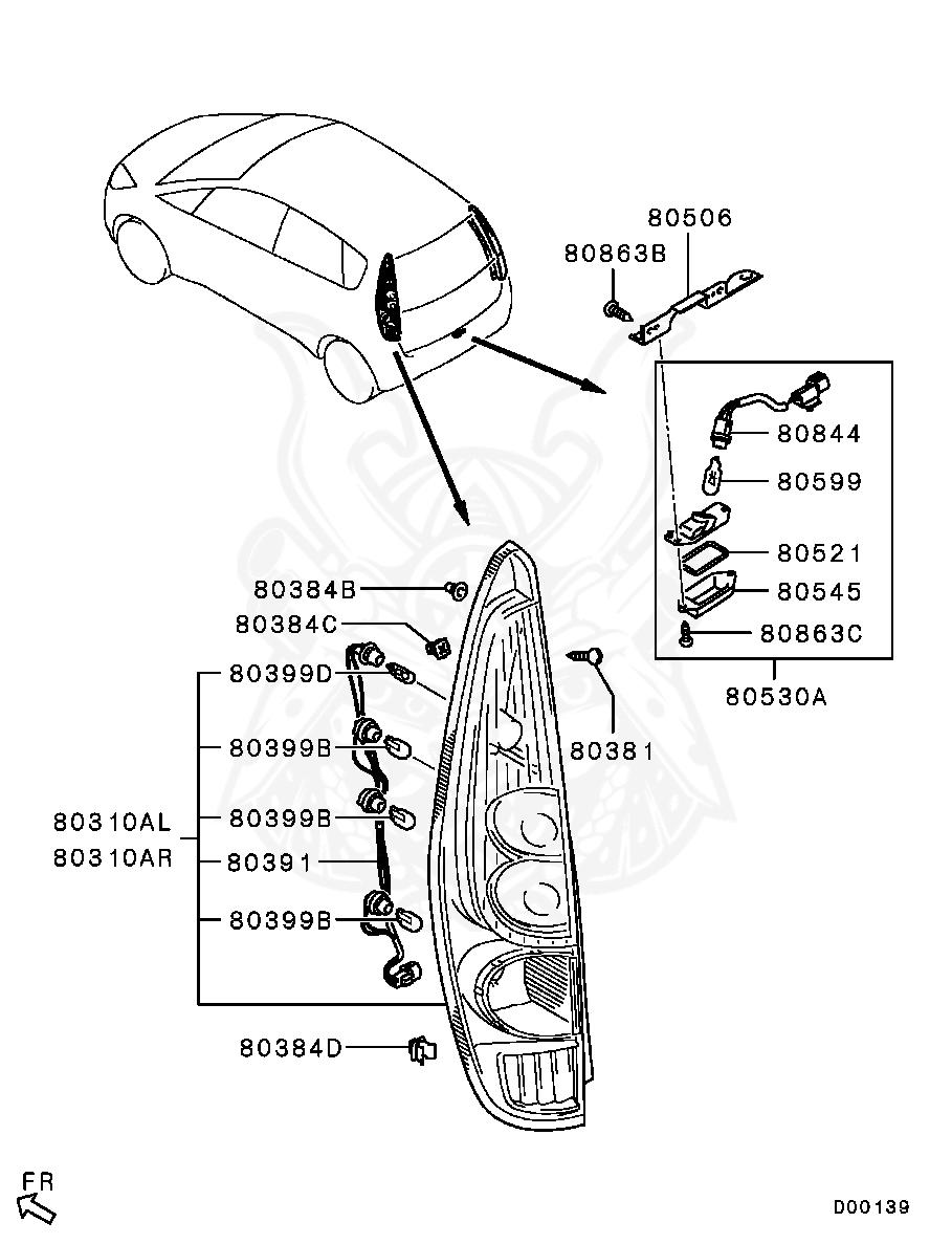 Mitsubishi - Gasket, License Plate Lamp Lens