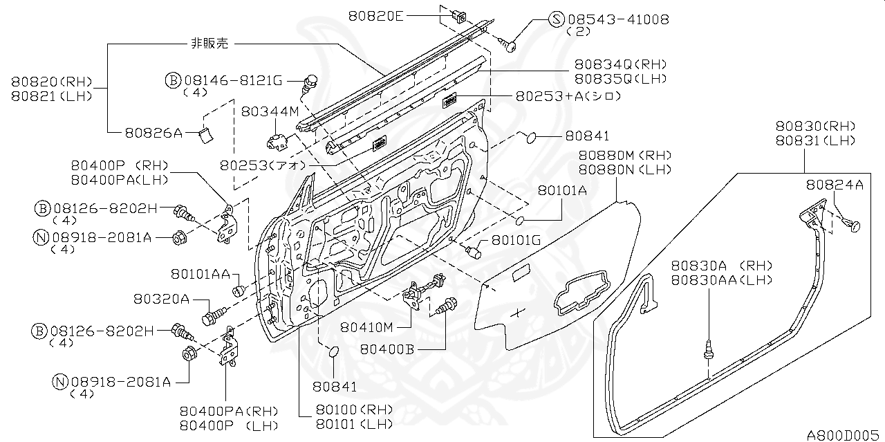 80835-AA100 - Nissan - Seal Assembly, Front Door Inside Side Lh ...