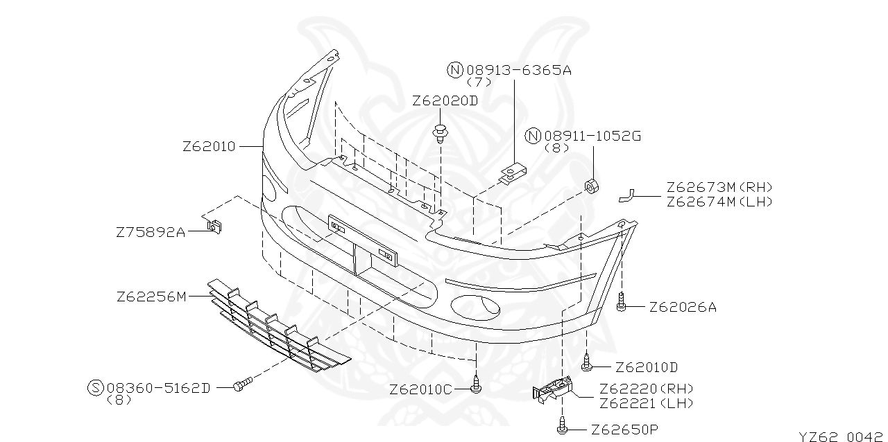 1a102 Nissan Grill Front Bumper Nengun Performance