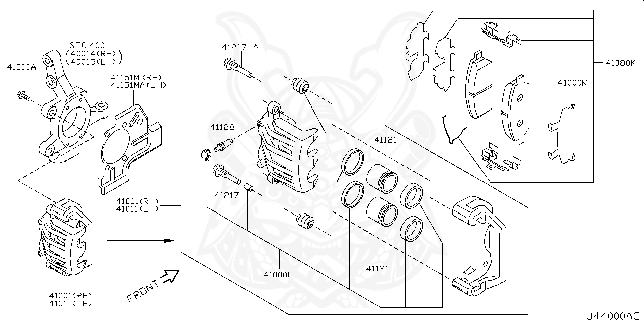 Wl000 Nissan Caliper Assembly Front Rh W O Pad Shim Nengun Performance