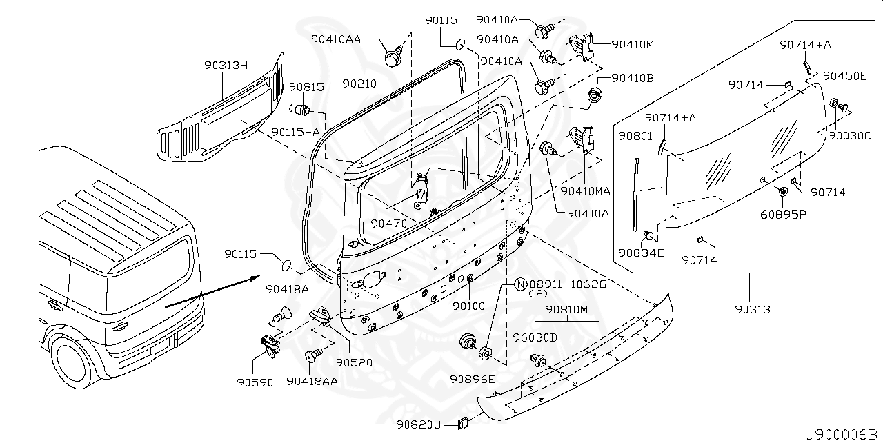 64891-W5000 - Nissan - Fastener Front Door Inside - Nengun Performance