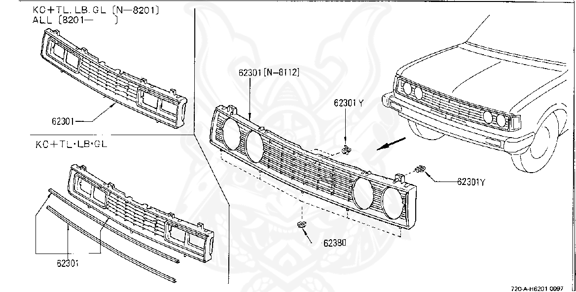 62312-01W00 - Nissan - Front Grill Assembly - Nengun Performance