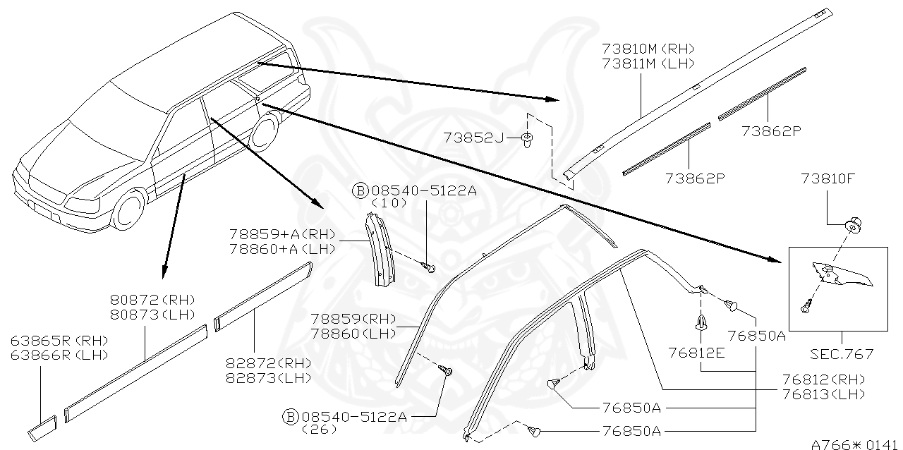 73853-0V020 - Nissan - Roof Drip Molding, Lh - Nengun Performance