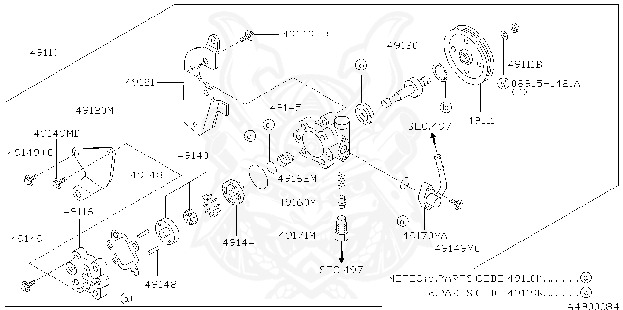 49140-15V00 - Nissan - Rotor & Cam Ring Set, Power Steering 