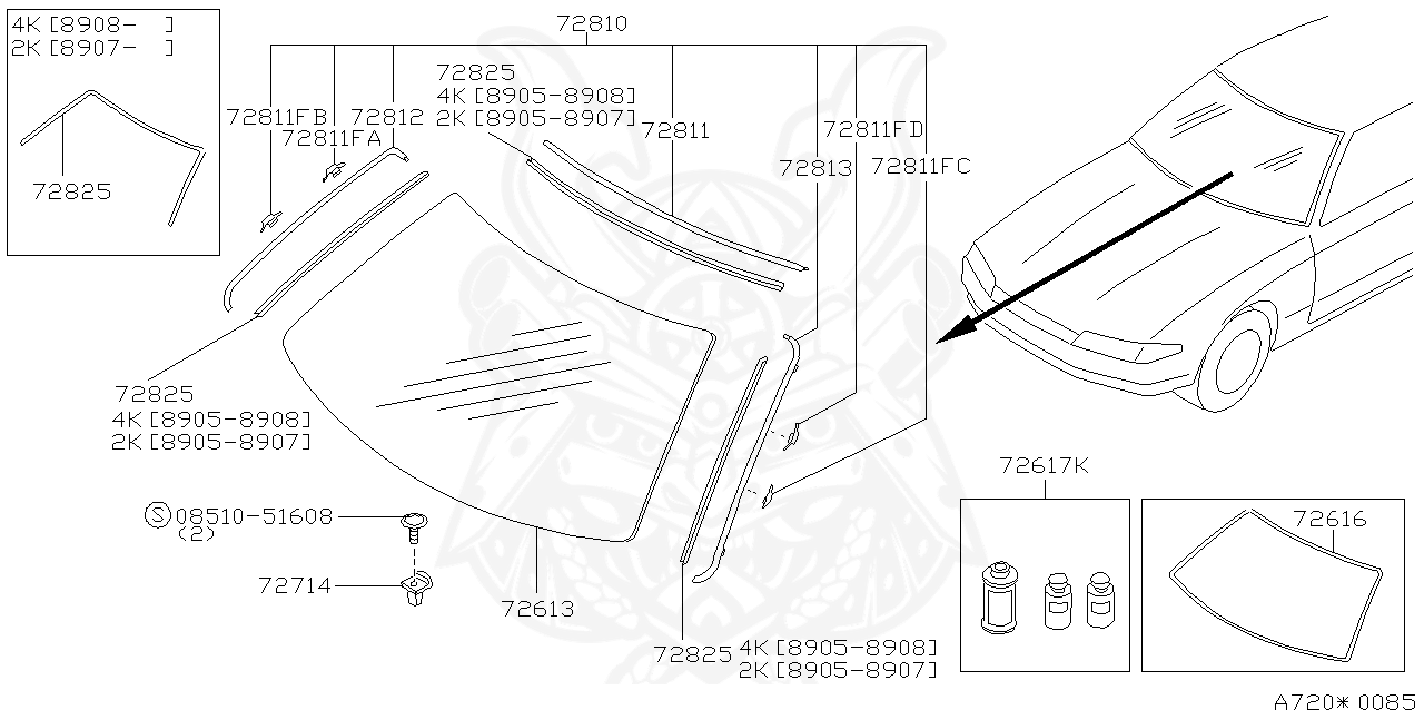 72752-04U00 - Nissan - Centre Molding, Windshield - Nengun Performance