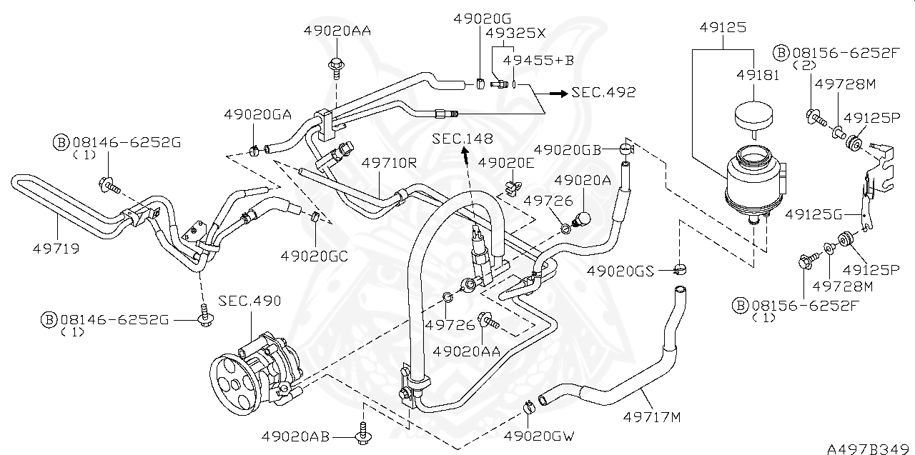 Sold 2017 Infiniti Q50 High Pressure Hose / Power Steering Pipe Lines - 2.0l 49710-4GB0A