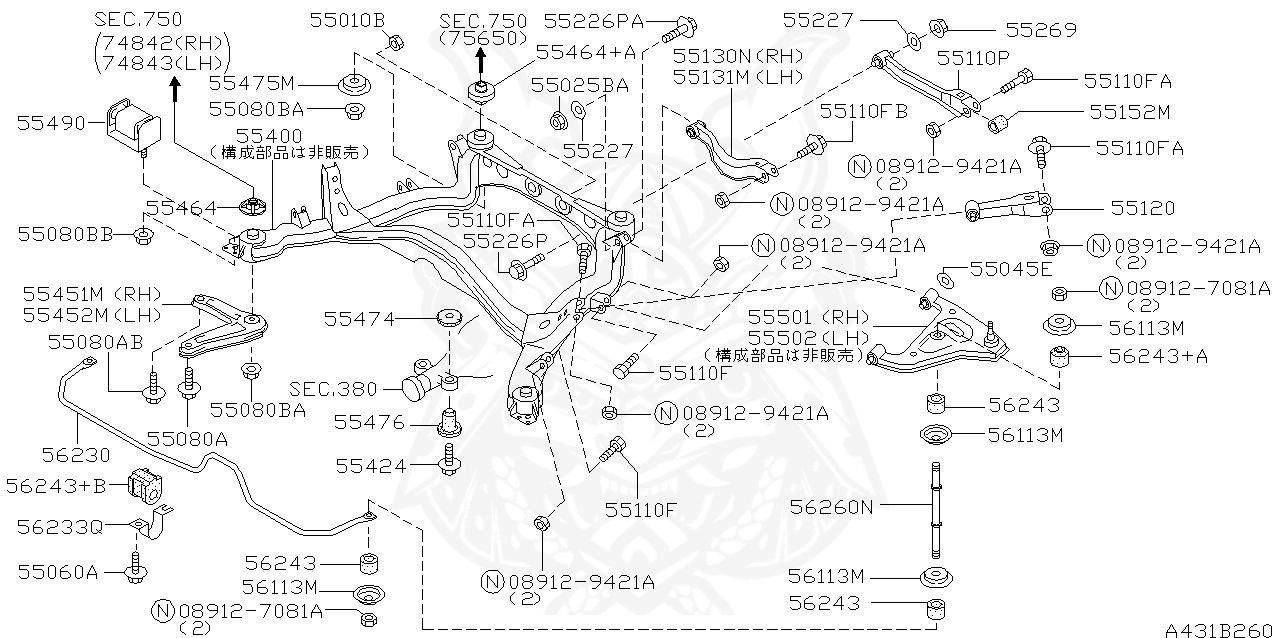 55475-35F00 - Nissan - Stopper, Lower Differential Mount - Nengun ...