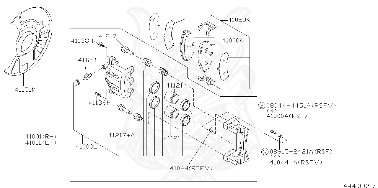 41001-0P603 - Nissan - Caliper Assembly, Front Rh w/o Pad