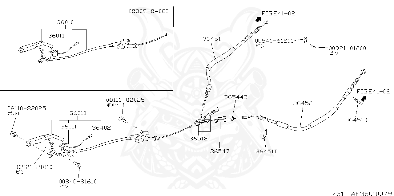 36530-02P02 - Nissan - Cable Assembly, Brake Rear Rh - Nengun 