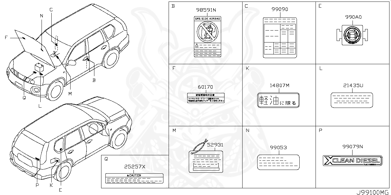 990A0-C9920 - Nissan - Label, Theft - Security - Nengun Performance