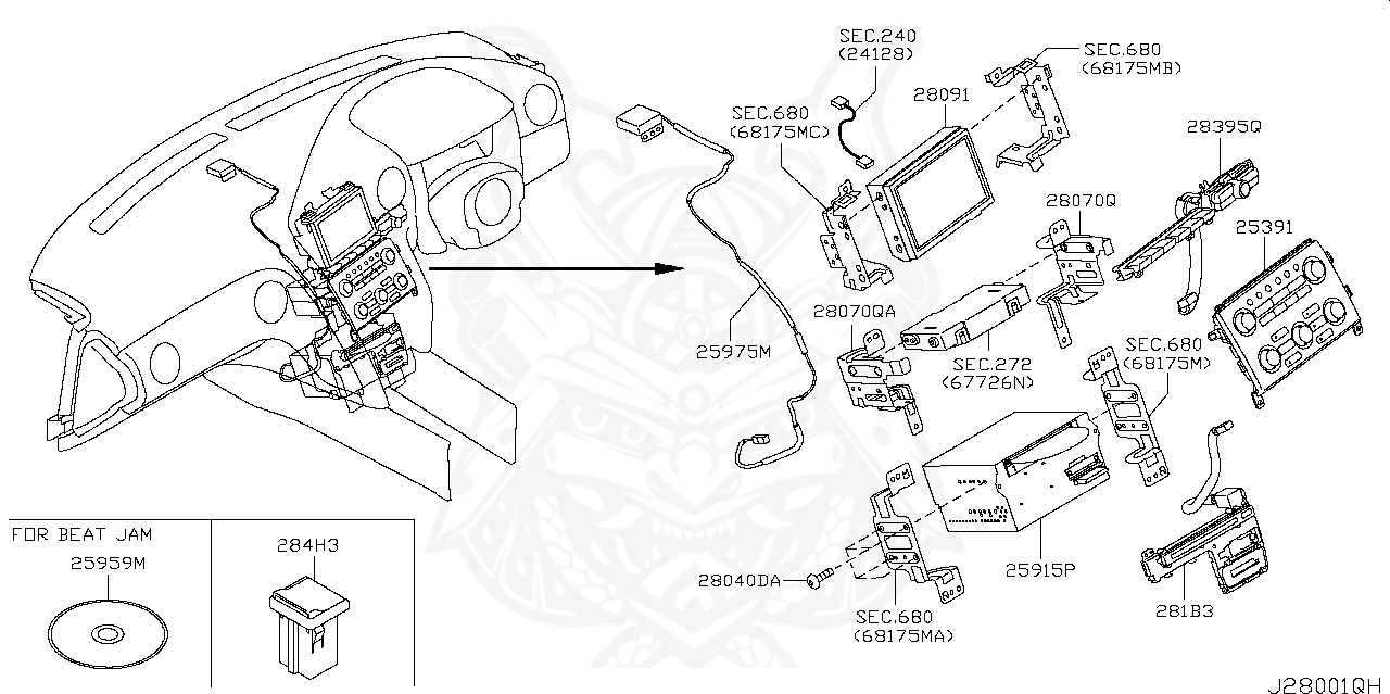 28395-JF03A - Nissan - Switch Assembly, Its & Audio - Nengun 