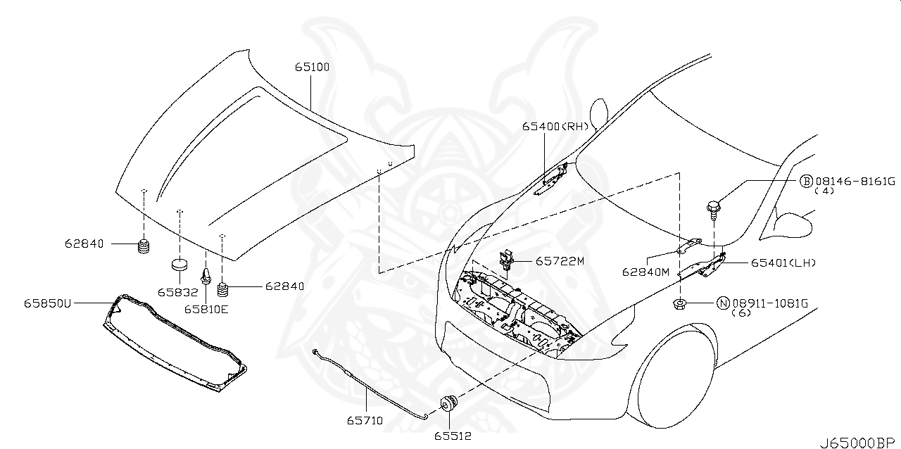 64891-W5000 - Nissan - Fastener Front Door Inside - Nengun Performance