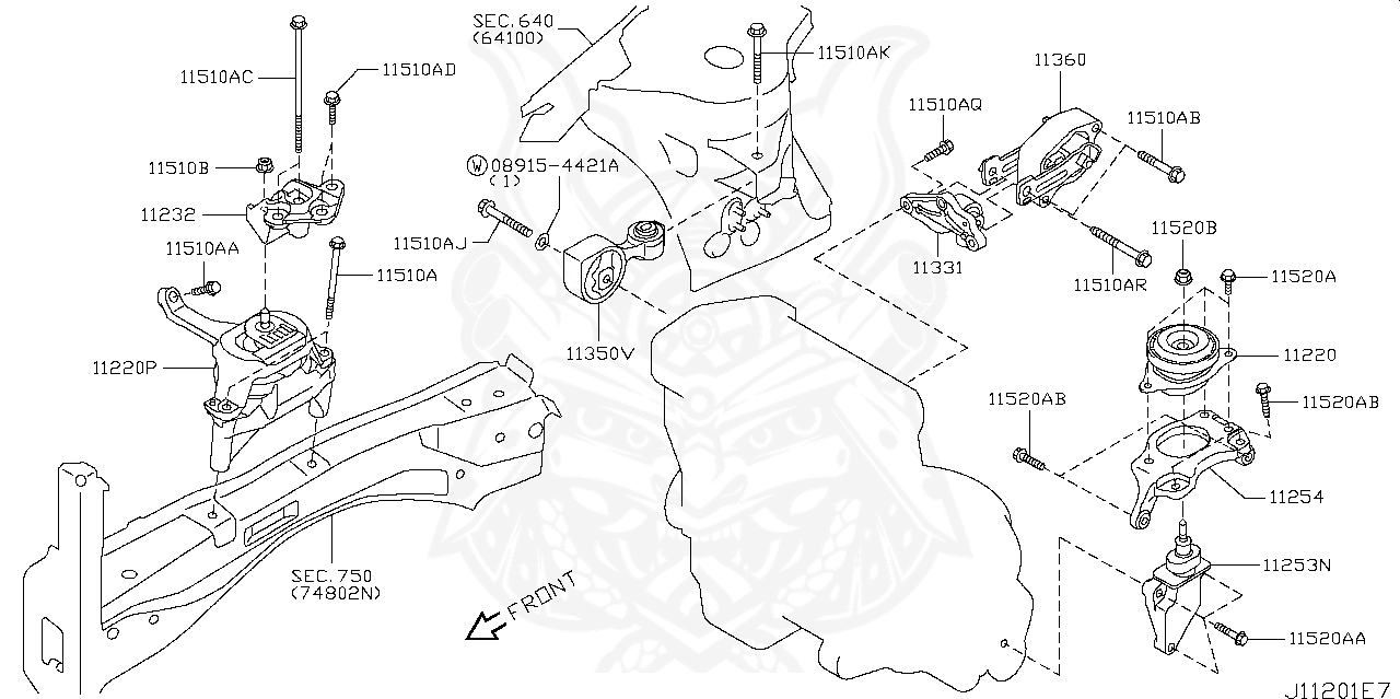 Genuine Nissan OEM 11210-VJ20A IINSULATOR-ENGINE MOUNTING,FRONT 11210VJ20A