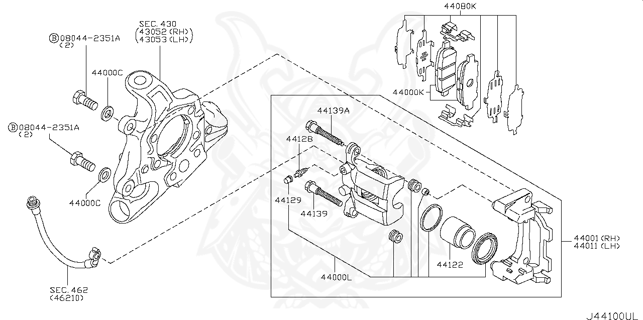 Nissan - Hardware Kit, Rear Disc Brake Pad