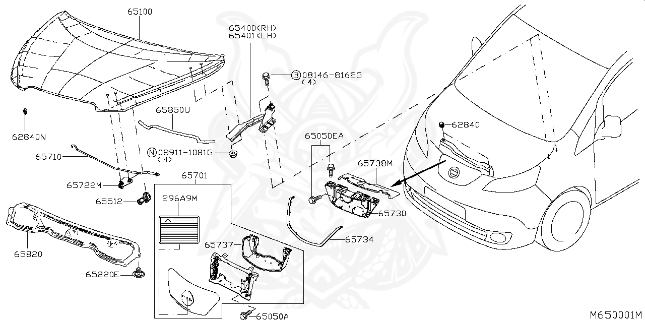 65722-EN00A - Nissan - Clamp, Hood Rod - Nengun Performance