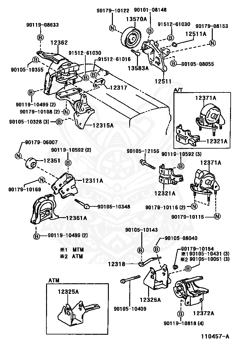 Toyotum Corolla Engine Insulator Diagram Mount