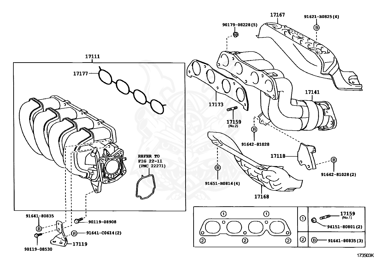Toyota - Bolt, Stud (for Intake Manifold To Cylinder Head)