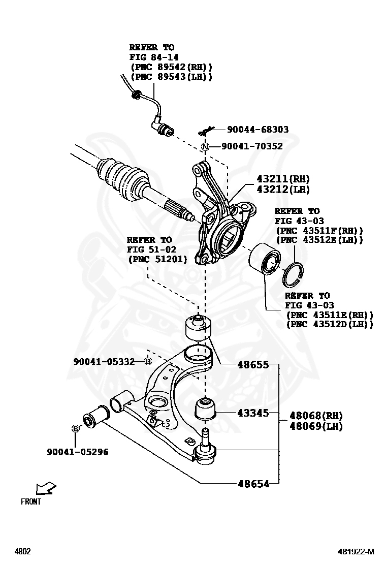 48069-B1010 - Toyota - Arm Sub - Assy, Front Suspension, Lower No