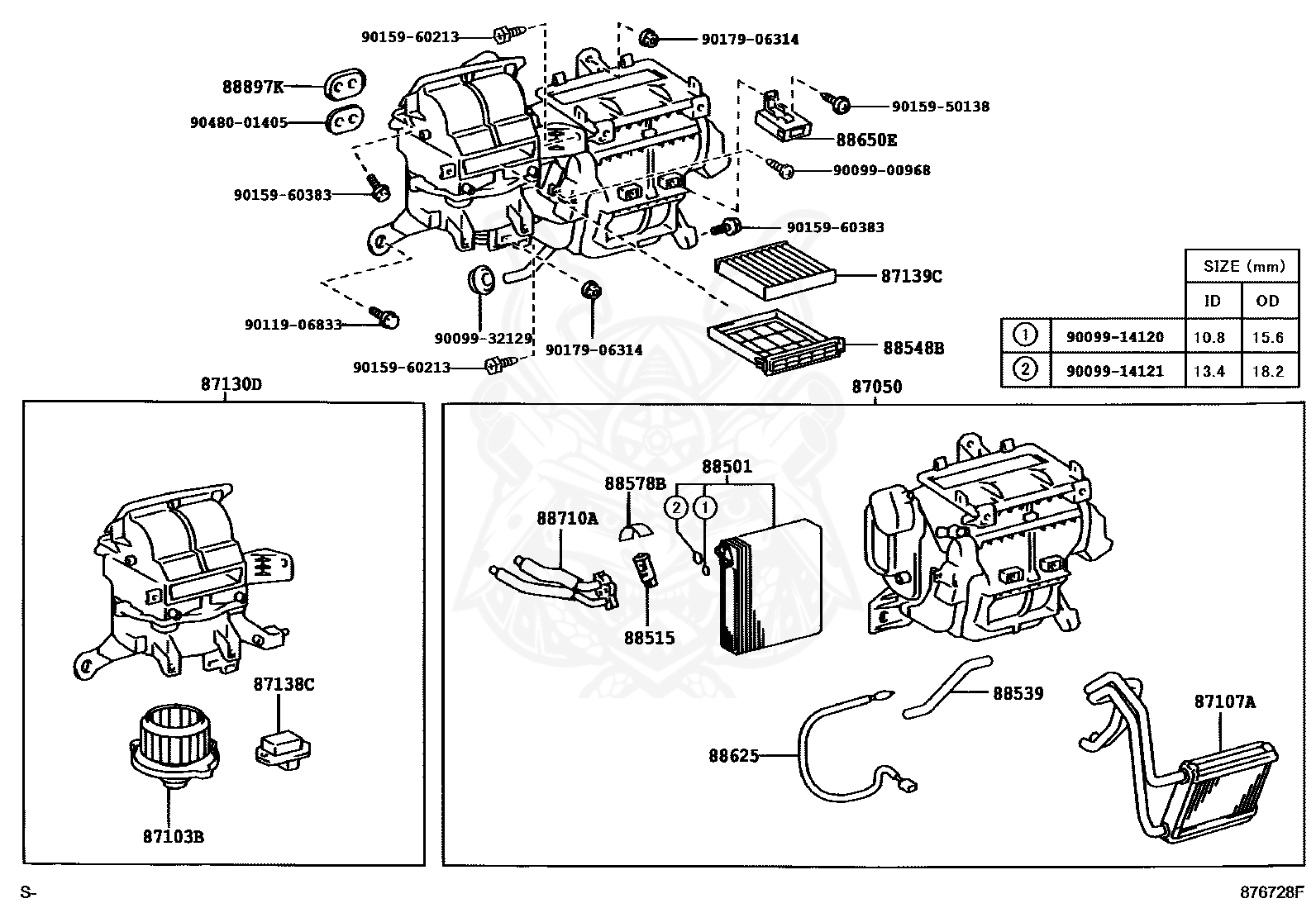 88501-12440 - Toyota - Evaporator Sub-assy, Cooler, No.1 - Nengun