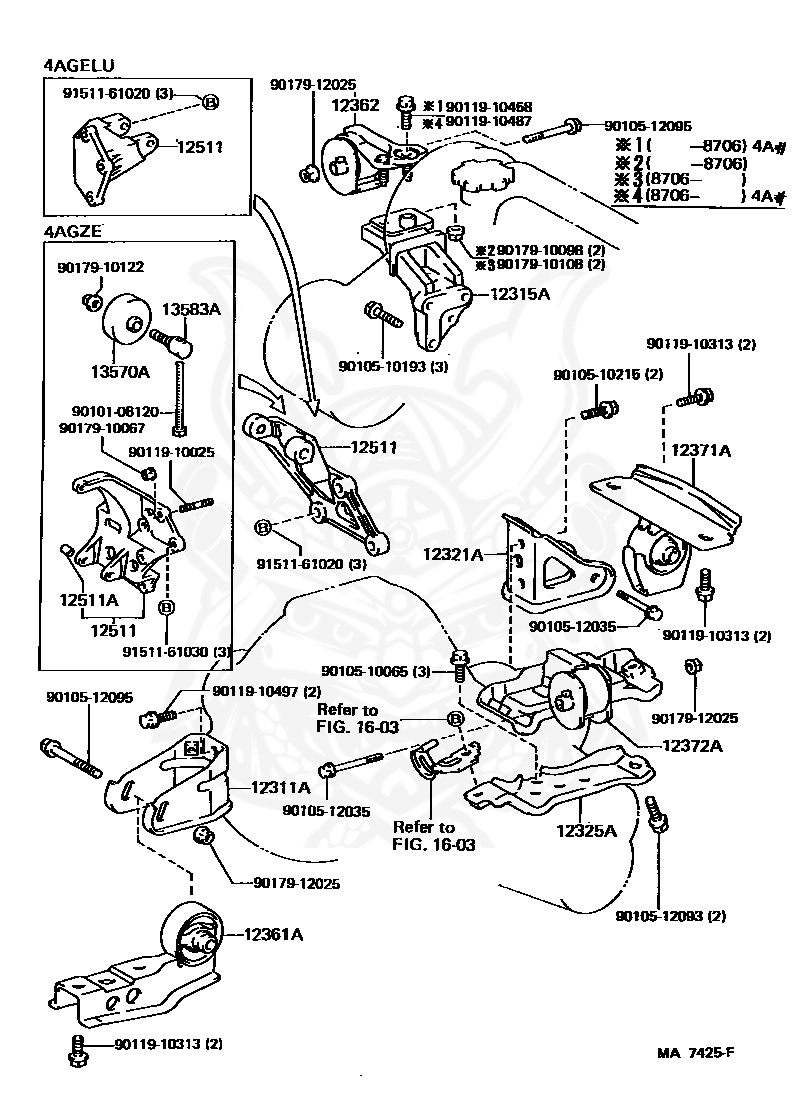 Toyota 12371-16080 Engine Mounting Insulator