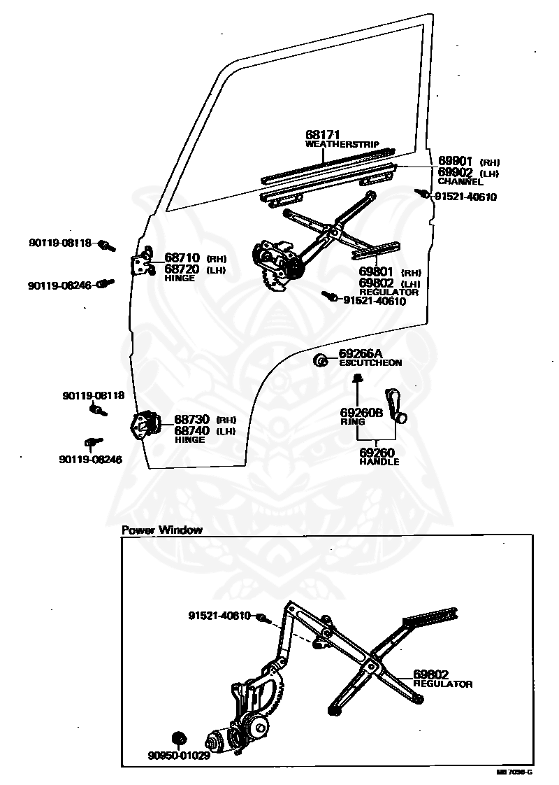 90520-01274 - Toyota - Ring, Shaft Snap (for The Front Door Window ...