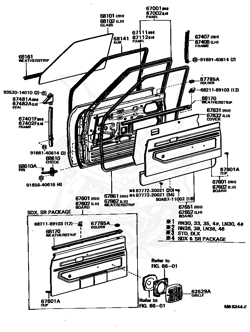 1981 toyota pickup door panels